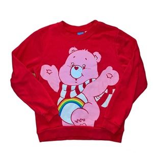 Care Bears Graphic Sweatshirt Cheer Red Crewneck Oversized y2k 90s Kidcore M
